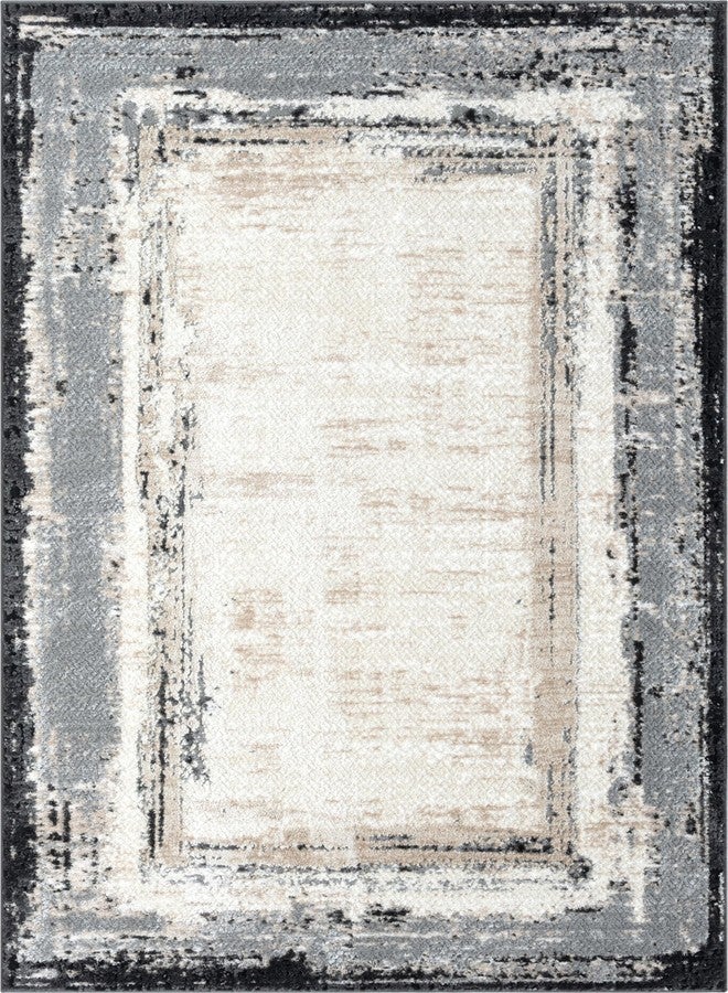 Abani Ivory Area Rug for Living Room, Bedroom - Abstract Pattern- 4' x 6' -Durable & Easy to Clean - Image 2