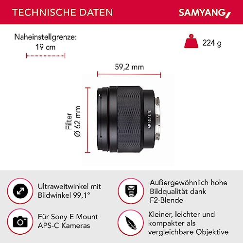 Samyang AF 12mm F2.0 Sony FE Auto Focus Lens (Black) - Image 3