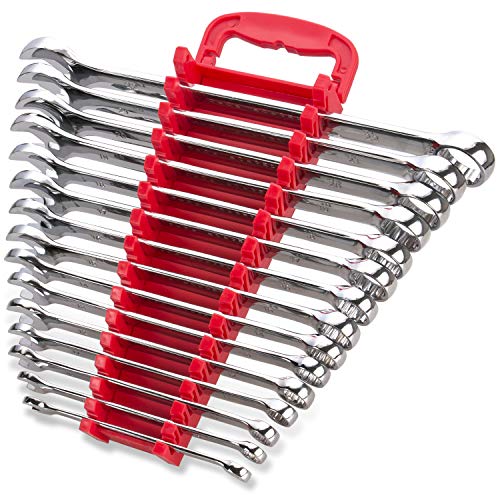 EFFICERE Max Torque 15-Piece Premium Combination Wrench Set, Chrome Vanadium Steel, Long Pattern Design | Include Metric Sizes 8, 9, 10, 11, 12, 13, 14, 15, 16, 17, 18, 19, 20, 21, 22mm with Storage Rack - Image 1