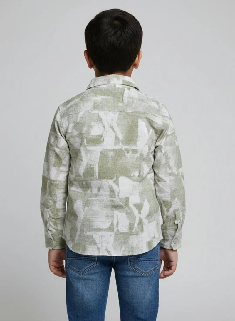 babyqlo Boys Olive Abstract Printed Casual Shirt