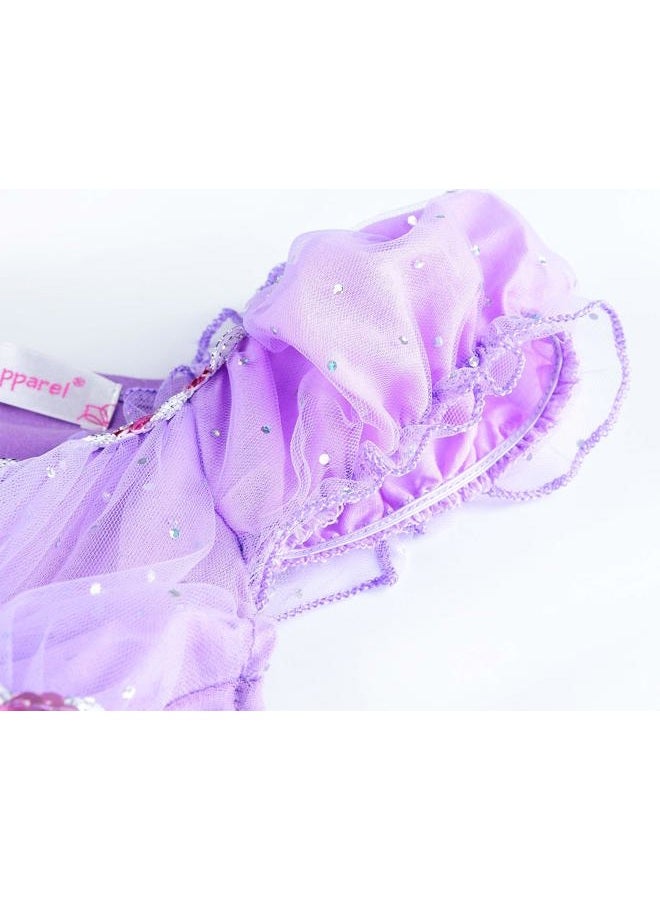 JerrisApparel Girls Princess Costume Floor Length Birthday Party Dress up (8, Purple with Accessories) - Image 5