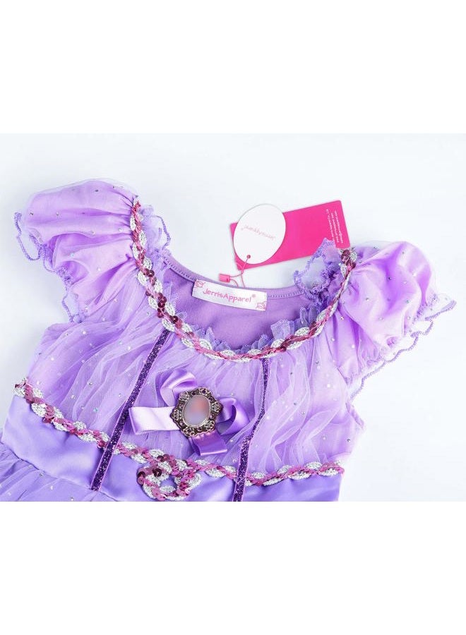 JerrisApparel Girls Princess Costume Floor Length Birthday Party Dress up (8, Purple with Accessories) - Image 4