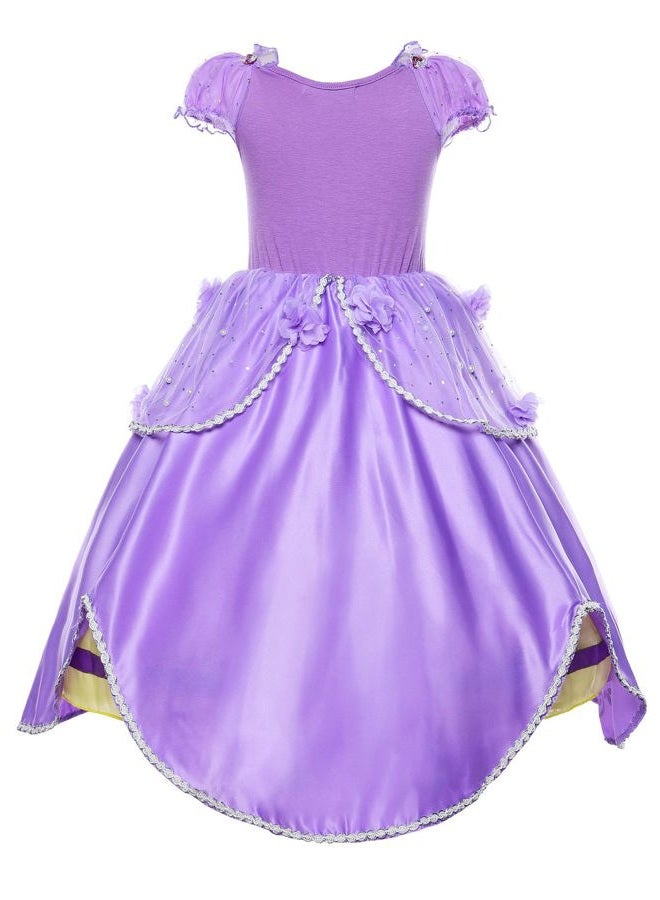 JerrisApparel Girls Princess Costume Floor Length Birthday Party Dress up (8, Purple with Accessories) - Image 3