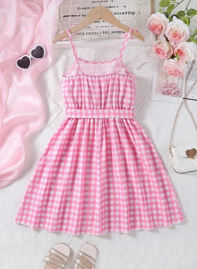 Take Two Girls Pink Gingham Strappy Dress