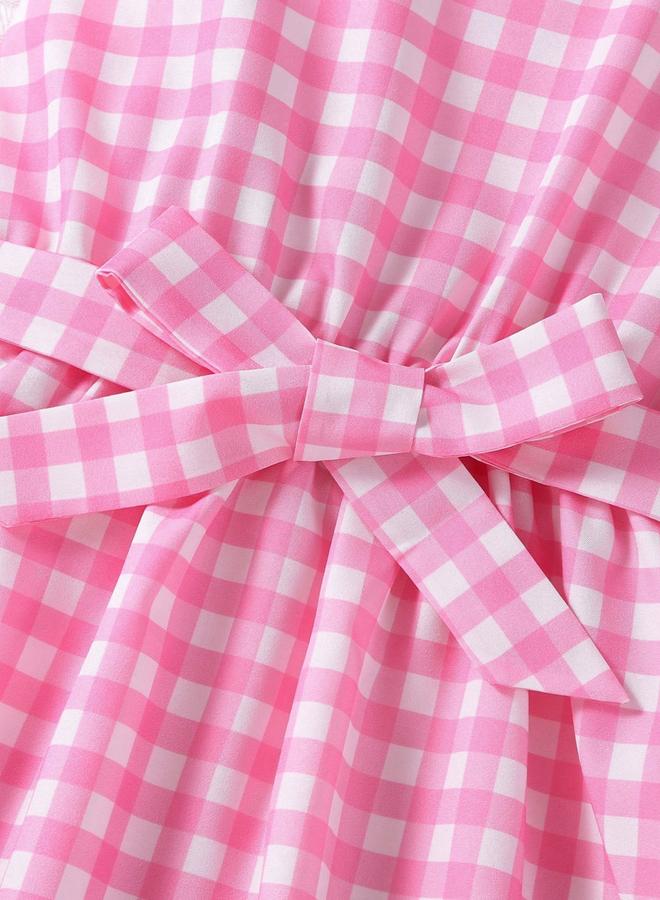 Take Two Girls Pink Gingham Strappy Dress - Image 3