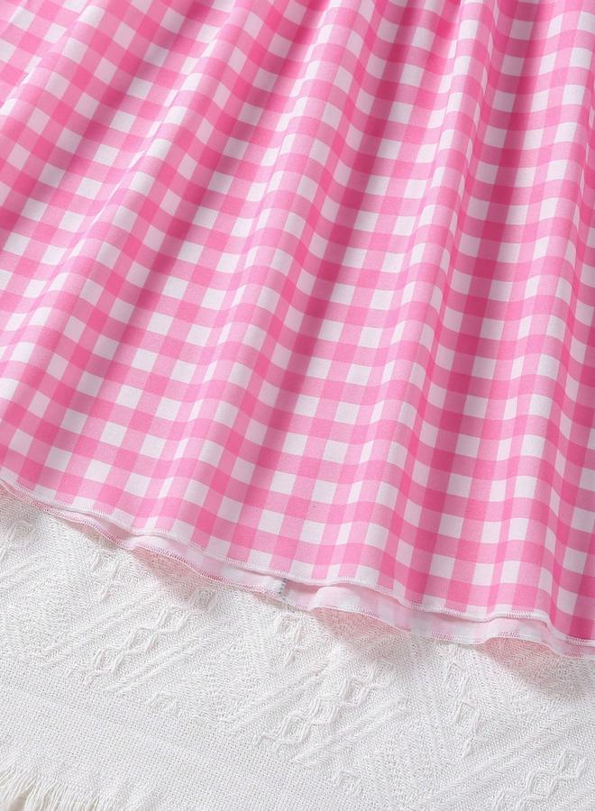 Take Two Girls Pink Gingham Strappy Dress - Image 5