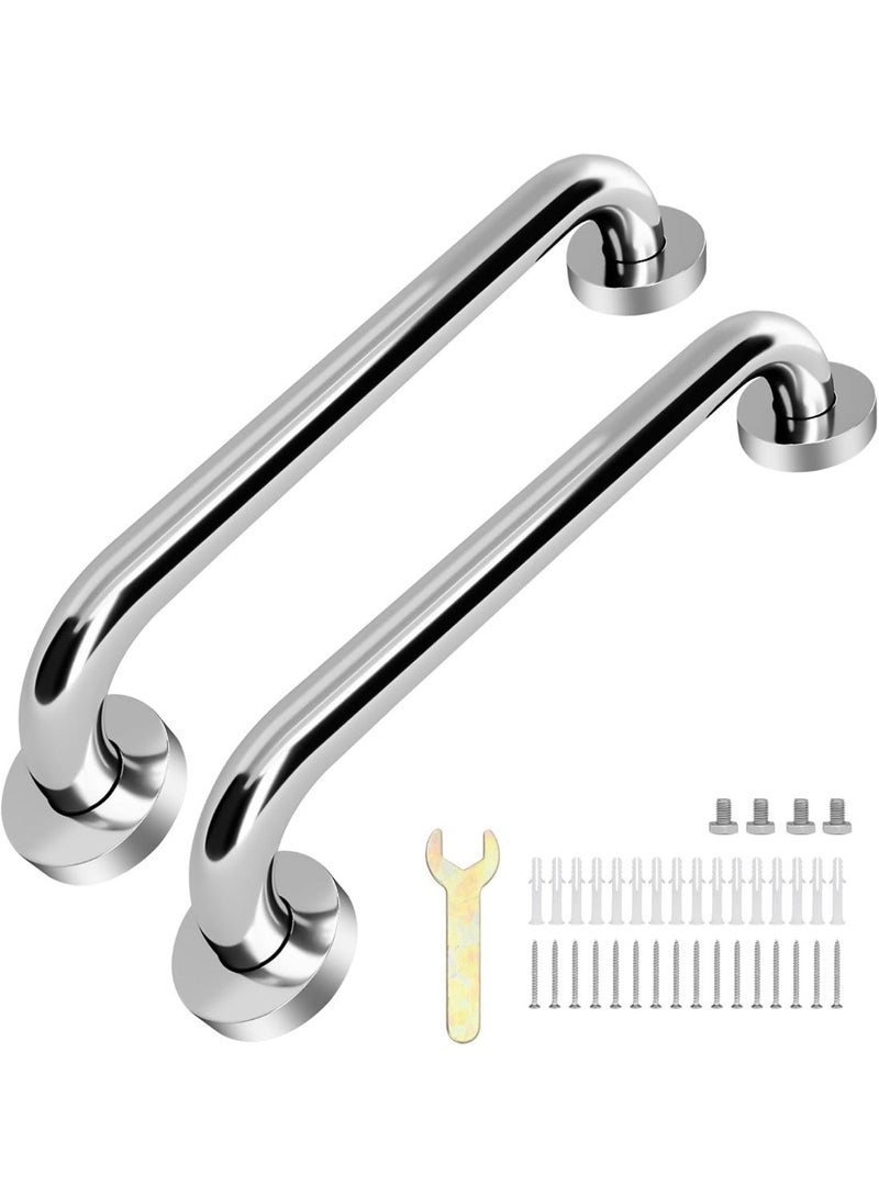 2-Piece 30 cm Stainless Steel Bathroom Grab Bar Set, 12 Inch Safety Handrails, 1 Inch Diameter, 500 lb Pull Support, Concealed Mount, Silver - Image 1