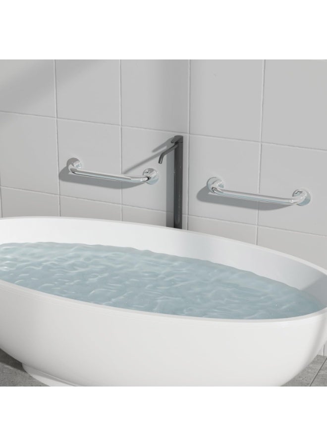 2-Piece 30 cm Stainless Steel Bathroom Grab Bar Set, 12 Inch Safety Handrails, 1 Inch Diameter, 500 lb Pull Support, Concealed Mount, Silver - Image 2