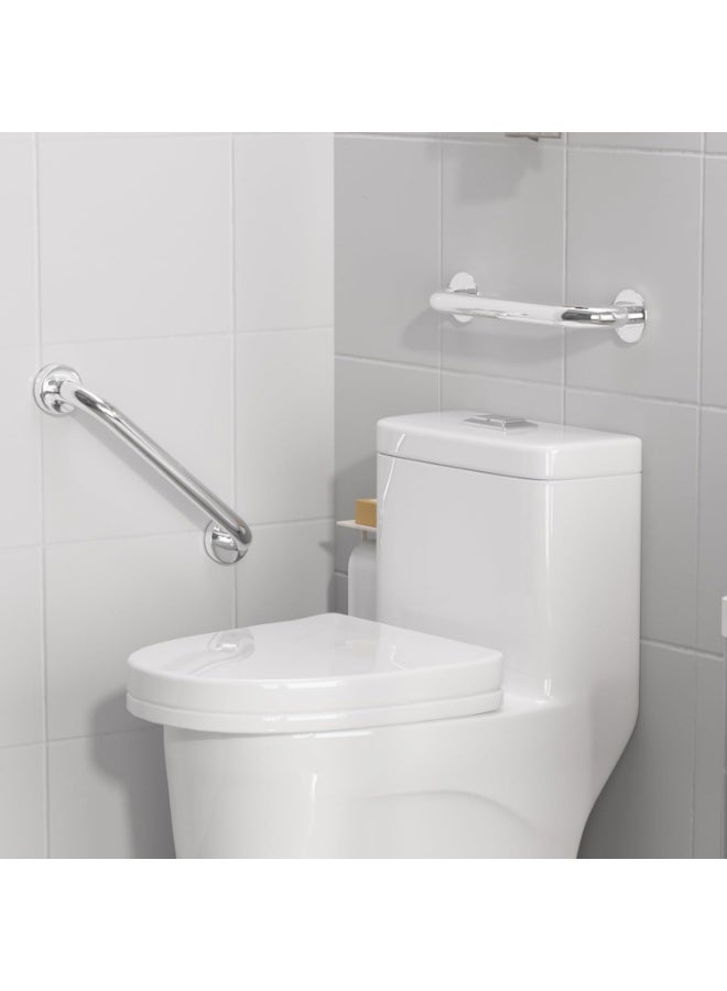 2-Piece 30 cm Stainless Steel Bathroom Grab Bar Set, 12 Inch Safety Handrails, 1 Inch Diameter, 500 lb Pull Support, Concealed Mount, Silver - Image 3