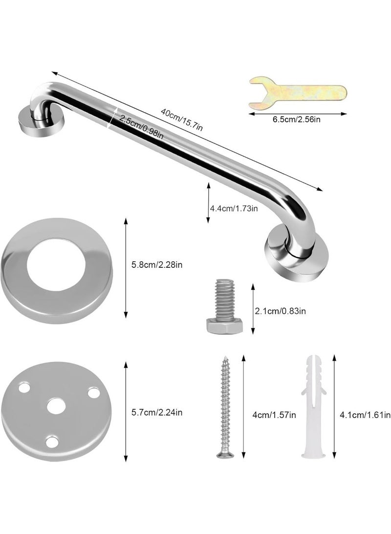 2-Piece 30 cm Stainless Steel Bathroom Grab Bar Set, 12 Inch Safety Handrails, 1 Inch Diameter, 500 lb Pull Support, Concealed Mount, Silver - Image 5