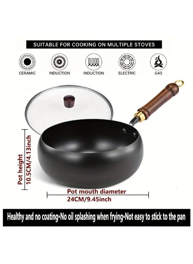 مقلايه ووك مقاس 24 سم  بغطاء بيركس  و مقبض غير قابله للزق ولا التجريح - Image 3