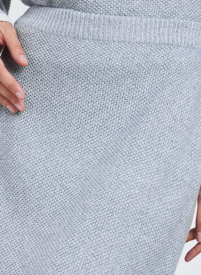 Styli Grey A-Line Midi Skirt