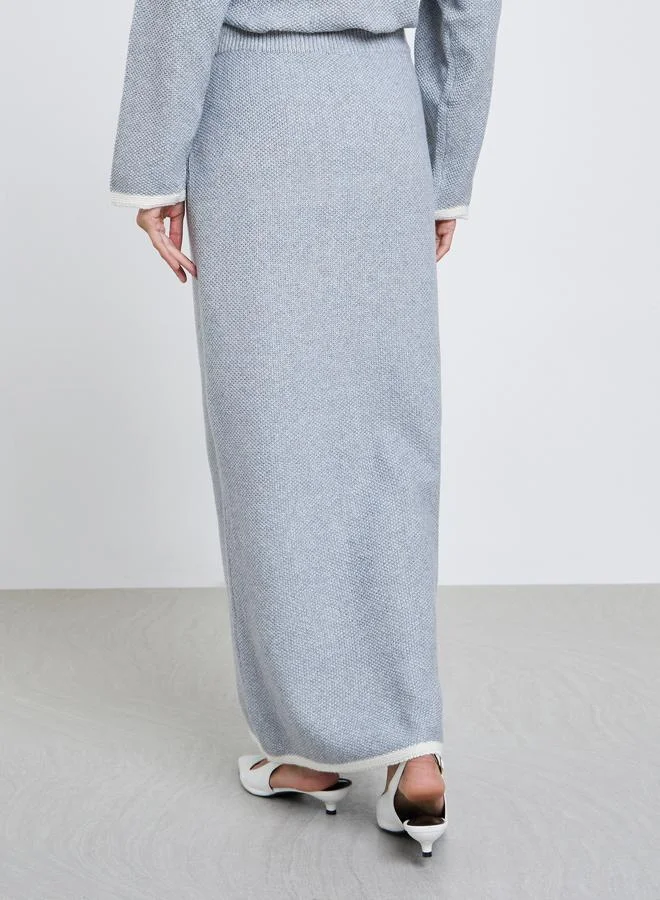 Styli Grey A-Line Midi Skirt