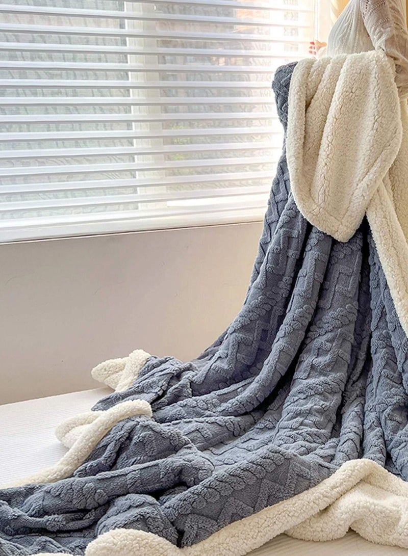 DubaiGallery Winter Double Layer Thick Blanket Soft Warm Sherpa Wool Blankets Geometric Plaid Taff Cashmere Lamb Throw Blanket Girls Gift  - Image 2