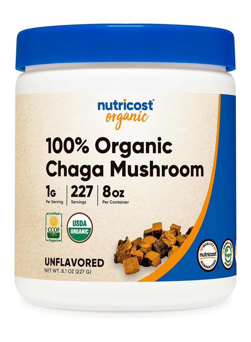 مسحوق فطر تشاجا عضوي 100%، 8 أونصة (227 حصة) - عضوي معتمد من وزارة الزراعة الأمريكية، خالي من الغلوتين وغير معدل وراثيًا - Image 1
