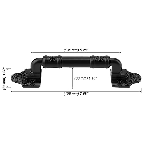 MOUYAT 4 Pack Black Antique Barn Door Handle 78 Inch Barn Door Pull Handle Heavy Duty Gate Handle for Sliding Cabinet Closet Drawer Garage Shed Rustic Style - Image 3