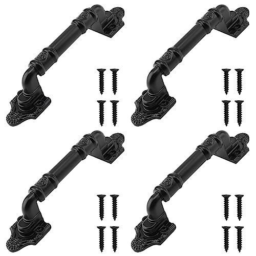 MOUYAT 4 Pack Black Antique Barn Door Handle 78 Inch Barn Door Pull Handle Heavy Duty Gate Handle for Sliding Cabinet Closet Drawer Garage Shed Rustic Style - Image 1