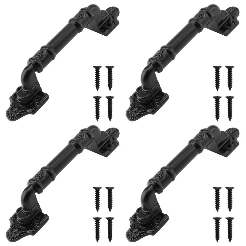 MOUYAT 4 Pack Black Antique Barn Door Handle 78 Inch Barn Door Pull Handle Heavy Duty Gate Handle for Sliding Cabinet Closet Drawer Garage Shed Rustic Style - Image 2