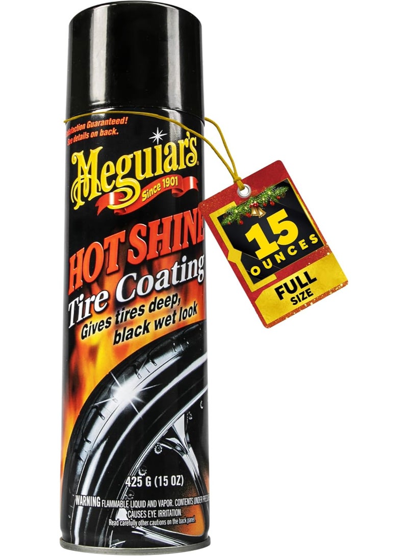 ميجوايرز هوت شاين لتلميع الإطارات G13815 – لمعان أسود عميق، لمعان عالي وحماية مقاومة للماء للإطارات – 15 أونص بخاخ - Image 1