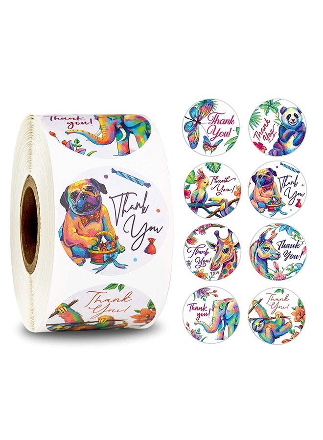 1000Pcs Animal Flower Thank You Stickers, 1 Inch Round Panda Elephant Bird Plant Thank You Label, Labels Stickers for Birthday Gift Bags Baby Shower Wedding Kids Toys Teacher Reward Stickers - Image 2