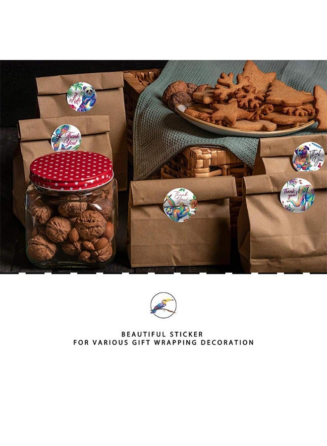 1000Pcs Animal Flower Thank You Stickers, 1 Inch Round Panda Elephant Bird Plant Thank You Label, Labels Stickers for Birthday Gift Bags Baby Shower Wedding Kids Toys Teacher Reward Stickers - Image 5