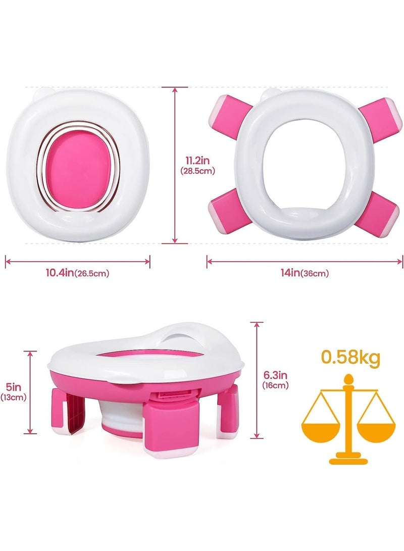 MostNow  Foldable Travel Potty Chair, Portable Potty Training Toilet Seat for Kids with  Storage Bag, Potty Training Toilet  for Toddler Girls and Boys, Easy to Clean (Pink) - Image 2
