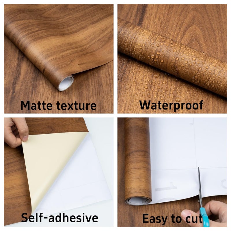 Decoroom Wood Contact Paper Peel and Stick, Thicken Vintage Wood Grain Contact Paper for Countertops Furniture, Natural Wood Wallpaper Self-Adhesive Removable Waterproof Vinyl Film 15.7 in X 118 in - Image 4