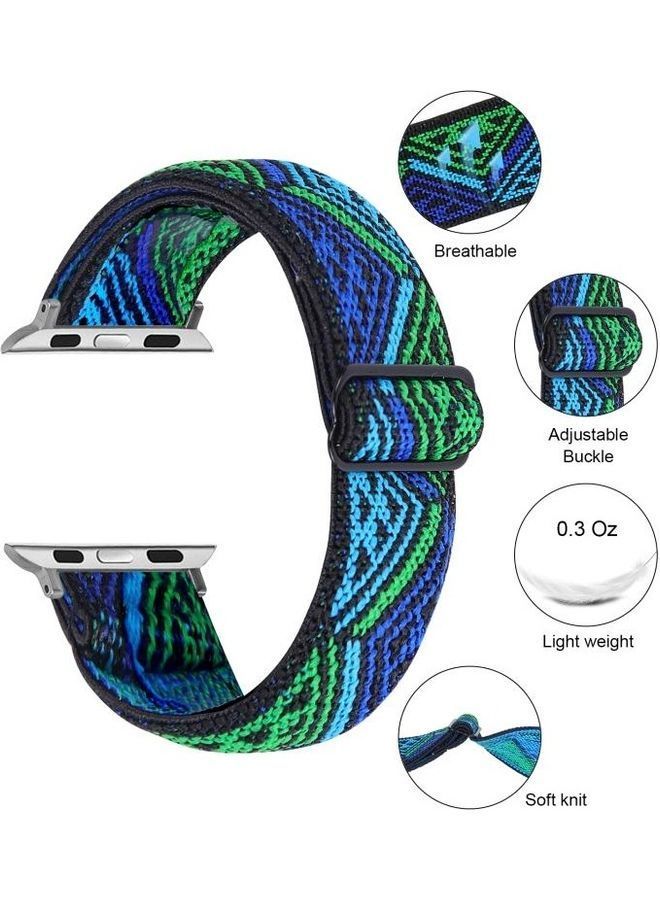 NIBEMINENT Elastic Watch Strap For Apple Series 7 45mm/6 & SE 5 4 44mm/3 2 1 42mm Multicolour - Image 4