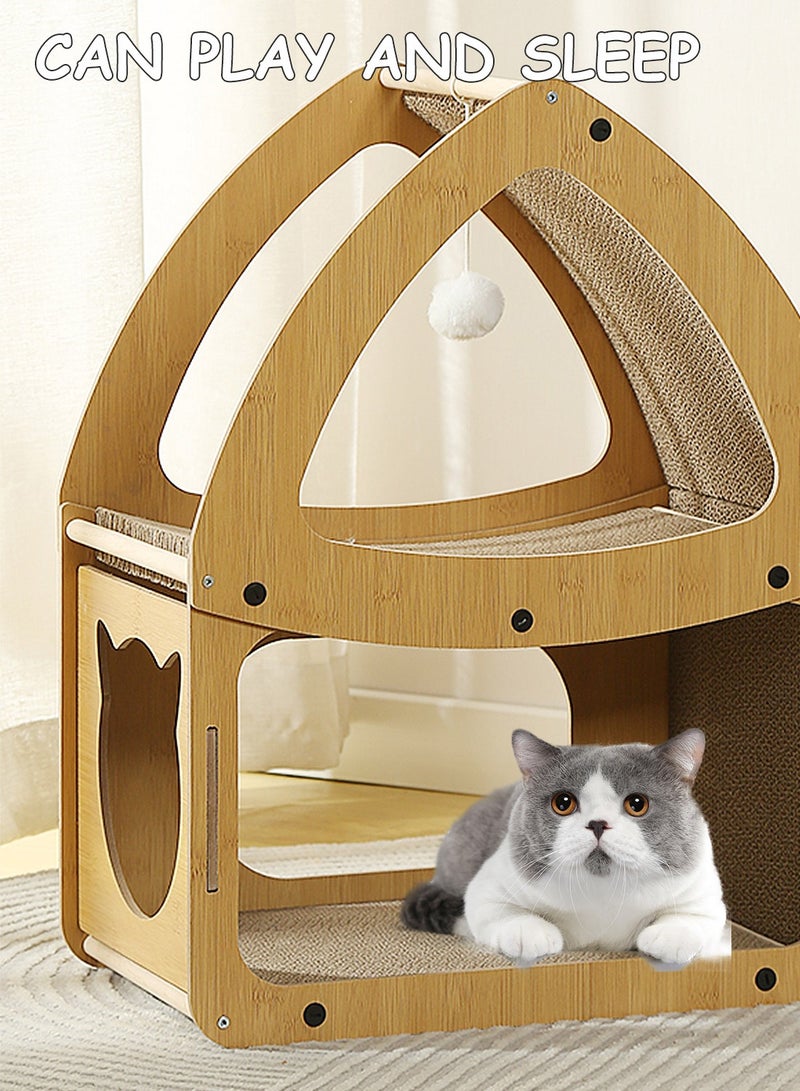 Kidle Cat Scratching Board Cat Bed Wear-Resistant and Non-shedding Summer Double-Layer Cat House Scratch-Resistant Sofa Recliner Corrugated Paper Cat Toy - Image 2