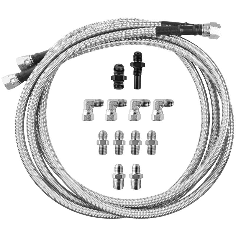 MuHize Transmission Cooler Lines Upgraded 70 Inch SS Braided Transmission Lines Heavy Duty Transmission Cooler Hose Fitting 6AN Compatible with GM Chevy Ford Turbo 700R4 4L60E 4L65E 4L80E