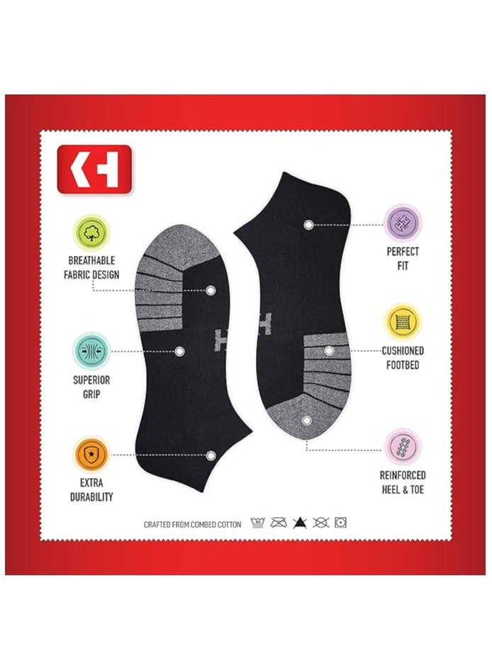 كوبنهاجن جوارب KOPNHAGN للكاحل، جوارب قطنية رياضية للرجال والنساء للجنسين، جوارب منخفضة القطع، عبوة من 4 قطع، مقاس موحد، أسود - Image 2