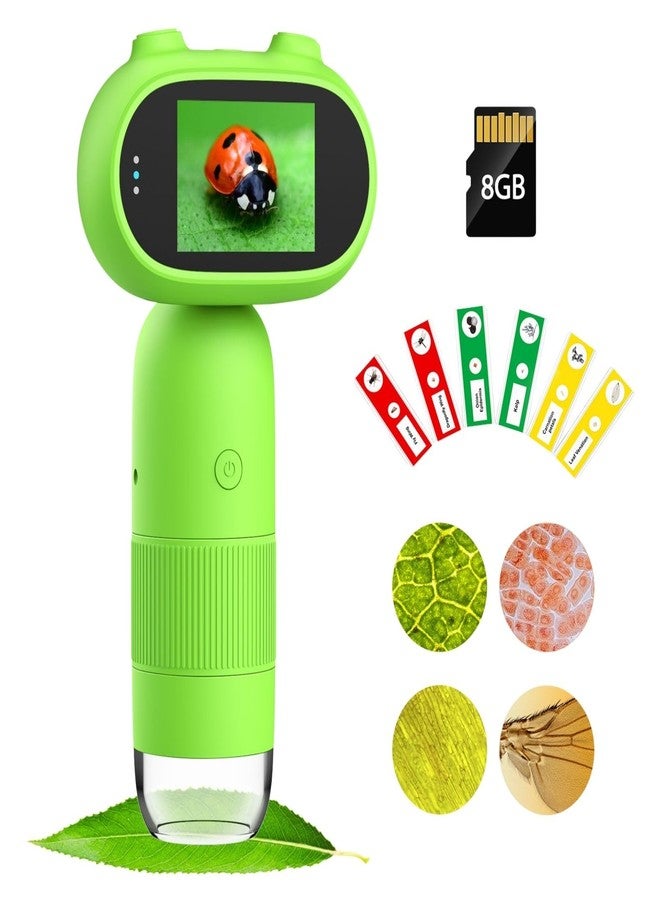 Aikokkl Kids Digital Microscope Camera with 2.0" Screen & 8GB Card - Portable Handheld Science Kit, 500x-1000x Zoom for Outdoor Nature Exploration, Spring Camping & Easter Gifts - Image 1