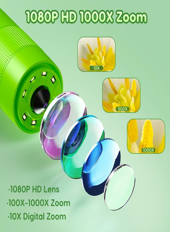 Aikokkl Kids Digital Microscope Camera with 2.0" Screen & 8GB Card - Portable Handheld Science Kit, 500x-1000x Zoom for Outdoor Nature Exploration, Spring Camping & Easter Gifts - Image 2