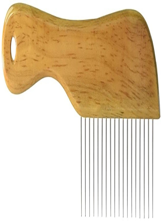 KittuPet مشط كيتو بيت بمقبض خشبي للجراء الصغيرة والمتوسطة والكبيرة، لون ذهبي، عبوة من قطعة واحدة - Image 4