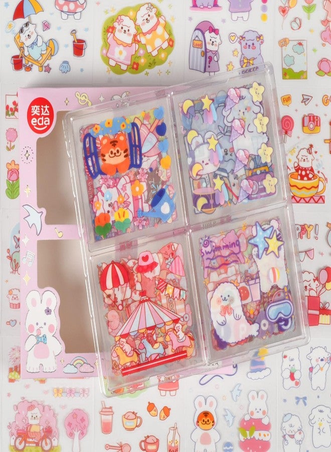 SKIONCE Cute Animal Stickers Set (100 Sheets) -Kawaii Clear PET Transparent Cartoon Decorative Scrapbooking Supplies for Bullet Journaling,Diary,DIY Arts Crafts,Album,Planner,Junk Journals,Calendars Notebook - Image 1