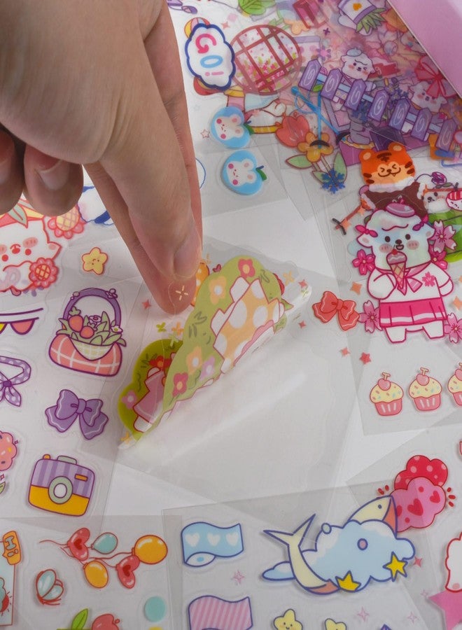 SKIONCE Cute Animal Stickers Set (100 Sheets) -Kawaii Clear PET Transparent Cartoon Decorative Scrapbooking Supplies for Bullet Journaling,Diary,DIY Arts Crafts,Album,Planner,Junk Journals,Calendars Notebook - Image 4