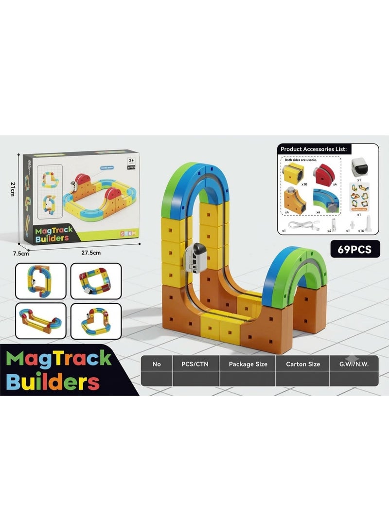 Magnetic Track Building Set, 69 pieces - Image 2