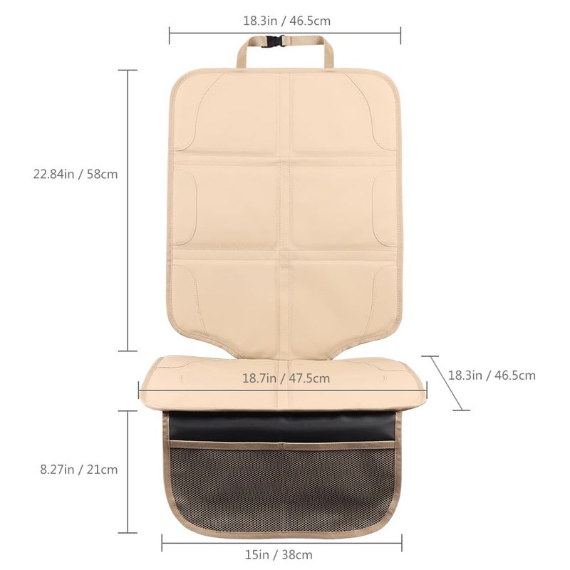 pefirst Car Seat Protector, Extra Thick Car Seat Covers Non-Slip Waterproof Mat Pad Leaving No Imprints Marks for Child Baby Pet Truck SUV Automobile (Beige-A) - Image 2
