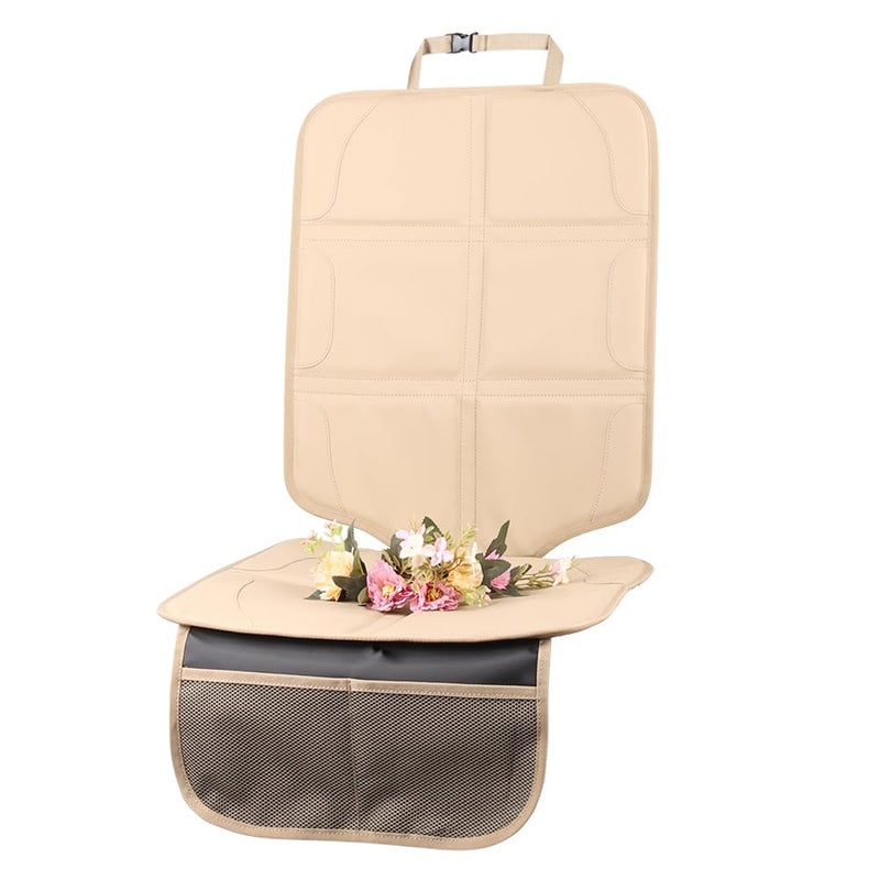 pefirst Car Seat Protector, Extra Thick Car Seat Covers Non-Slip Waterproof Mat Pad Leaving No Imprints Marks for Child Baby Pet Truck SUV Automobile (Beige-A) - Image 1