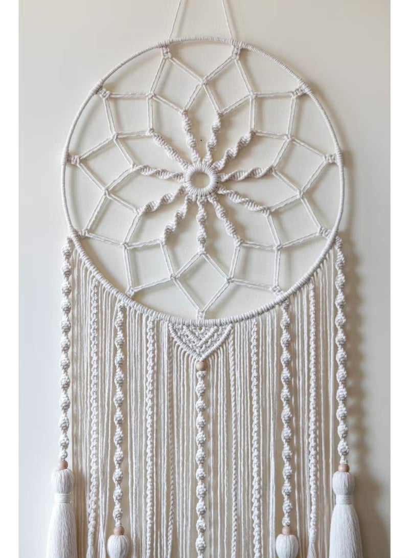 HMK CRAFTS Dream Catchers - macrame wall hanging, handcrafted from soft white cotton cords. - Image 2