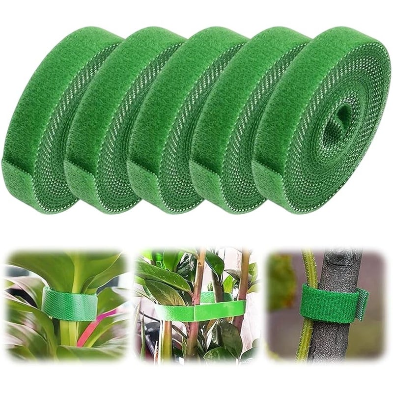 Reusable Plant Ties for Climbing Plants,2026 Tomato Plant Support Plant Tape Strap Gardening Tips,Garden Wire Ties for Cables (Green, 5) - Image 1