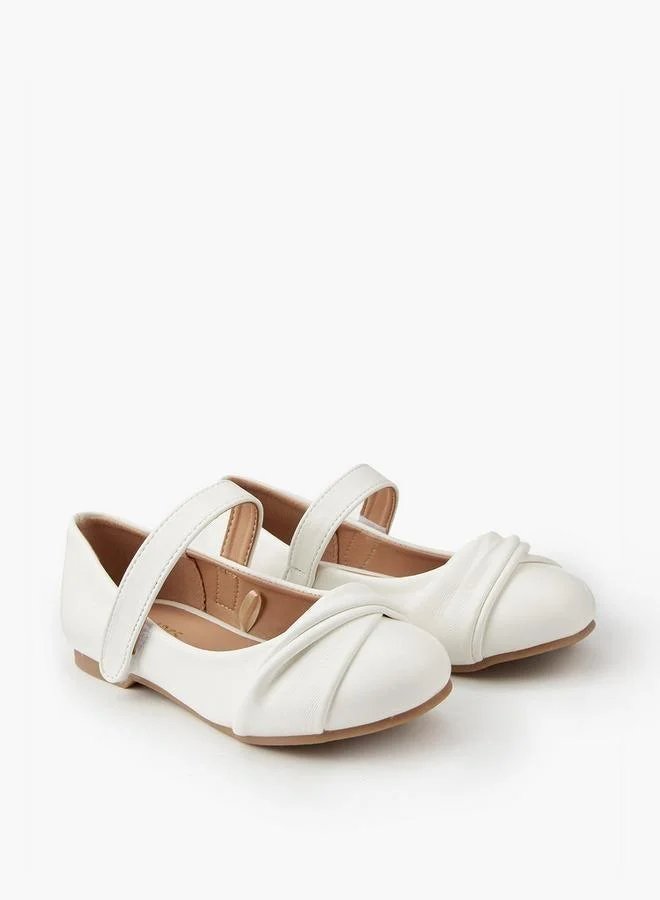 JUNIORS Girls' Hook and Loop Closure Ballerina Shoes