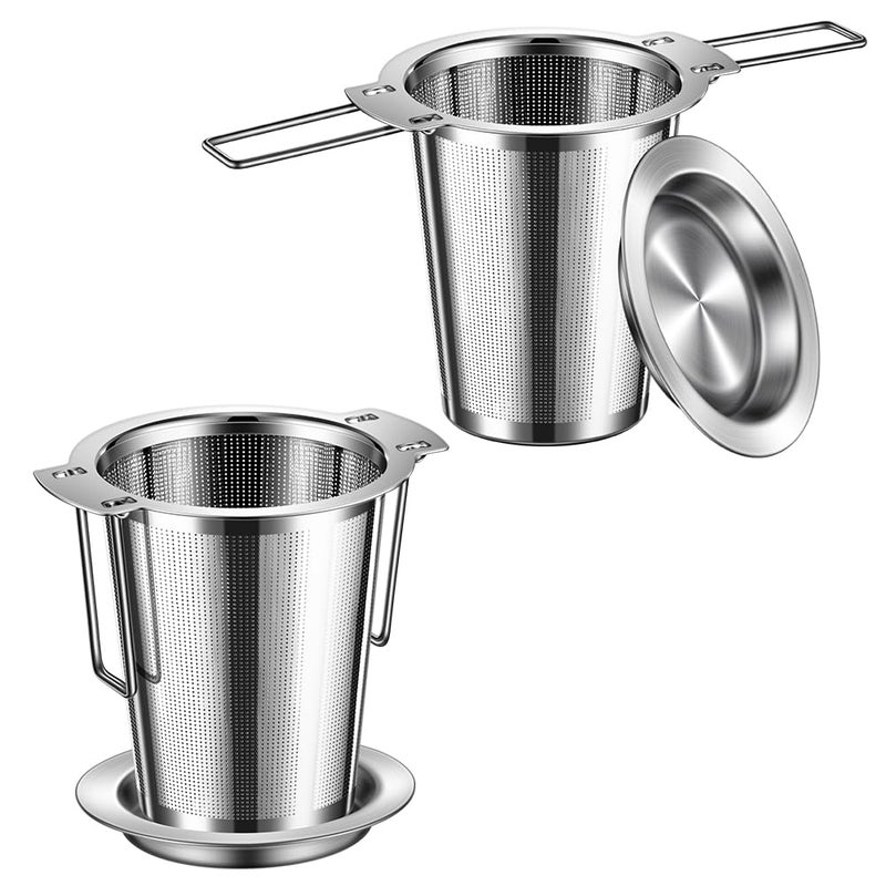 BOMANSI BOMS 2Pack Long-Handled Tea Strainer, BOMANSI BOMS Stainless Steel Tea Infuser Basket Sitting in Mugs, Tea Infusers for Loose Tea, Fine Mesh Tea Diffuser Tea Strainers Filters, Tea Steeper for Leaf - Image 1