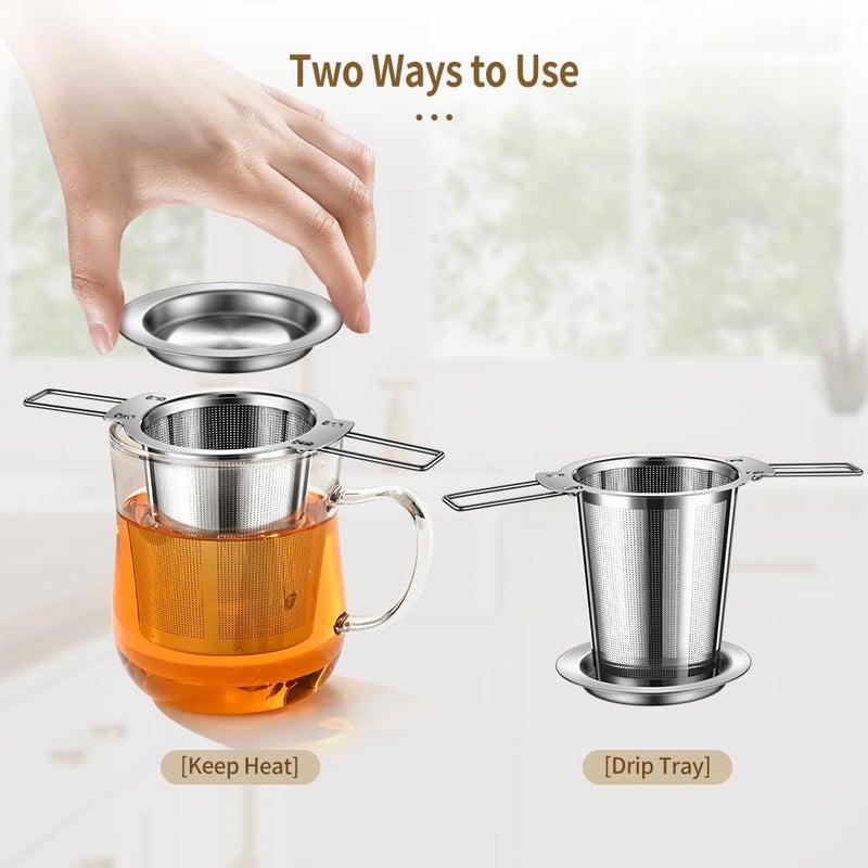 BOMANSI BOMS 2Pack Long-Handled Tea Strainer, BOMANSI BOMS Stainless Steel Tea Infuser Basket Sitting in Mugs, Tea Infusers for Loose Tea, Fine Mesh Tea Diffuser Tea Strainers Filters, Tea Steeper for Leaf - Image 5