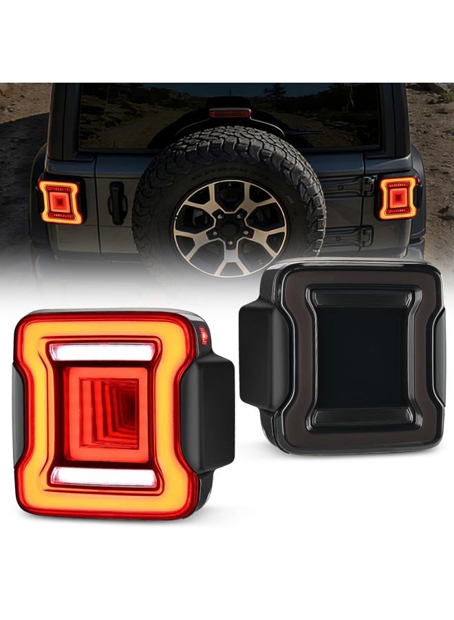 Nilight JL Tail Light LED Smoked Lens White Lights Back Up Reverse Red Running Brake Stop Turn Signals DOT APPROVED Taillight Compatible With 2018-2025 Jeep Wrangler - Image 1