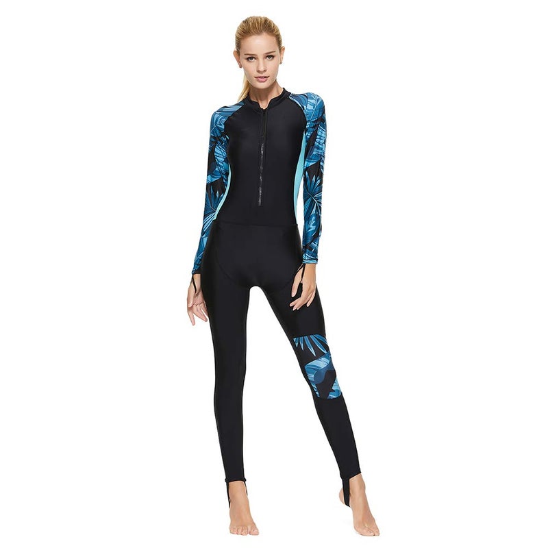 Skyone Full Body Scuba Rash Guard Dive Skin UV Swimwear Sport Skins for Men Women, Long Sleeve One Piece Front Zipper Diving Wetsuit for Surfing Swimming Snorkeling Canoeing (Womenâ€™s Blue, M) - Image 5