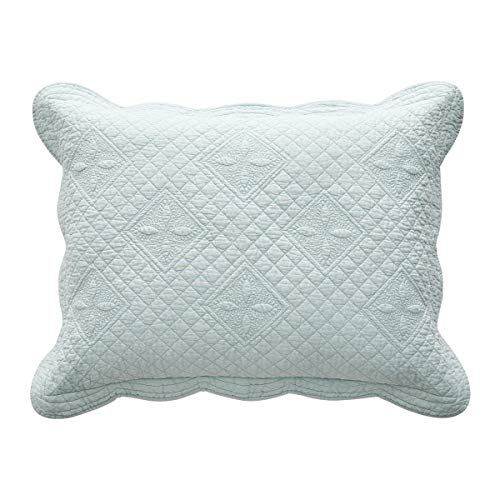 Calla Angel Sage Garden Luxury Pure Cotton Quilted Standard Pillow Sham 20" x 26" By Calla Angel, Light Aqua, Standard - Image 1