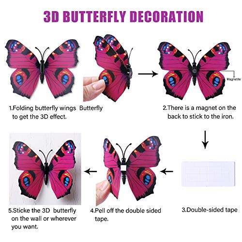 LiveGallery 72 PCS Purple Removable 3D DIY Beautiful Butterfly Wall Decals Colorful Butterflies Art Decor Wall Stickers Murals for Kids Baby Boy Girls Bedroom Classroom Offices TV Background - Image 3