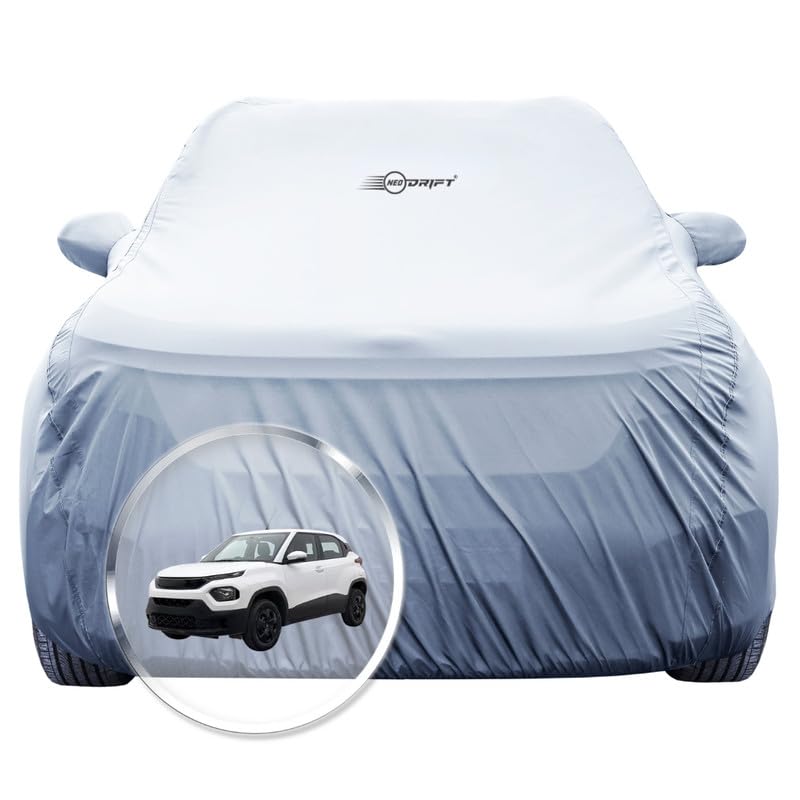 NEODRIFT 'SilverTech' Car Cover for Tata Punch (100% Water-Resistant, All Weather Protection, Tailored Fit, Precision-Fit & Breathable Fabric) (Colour: Silver) (Model: 2021-2026) - Image 1