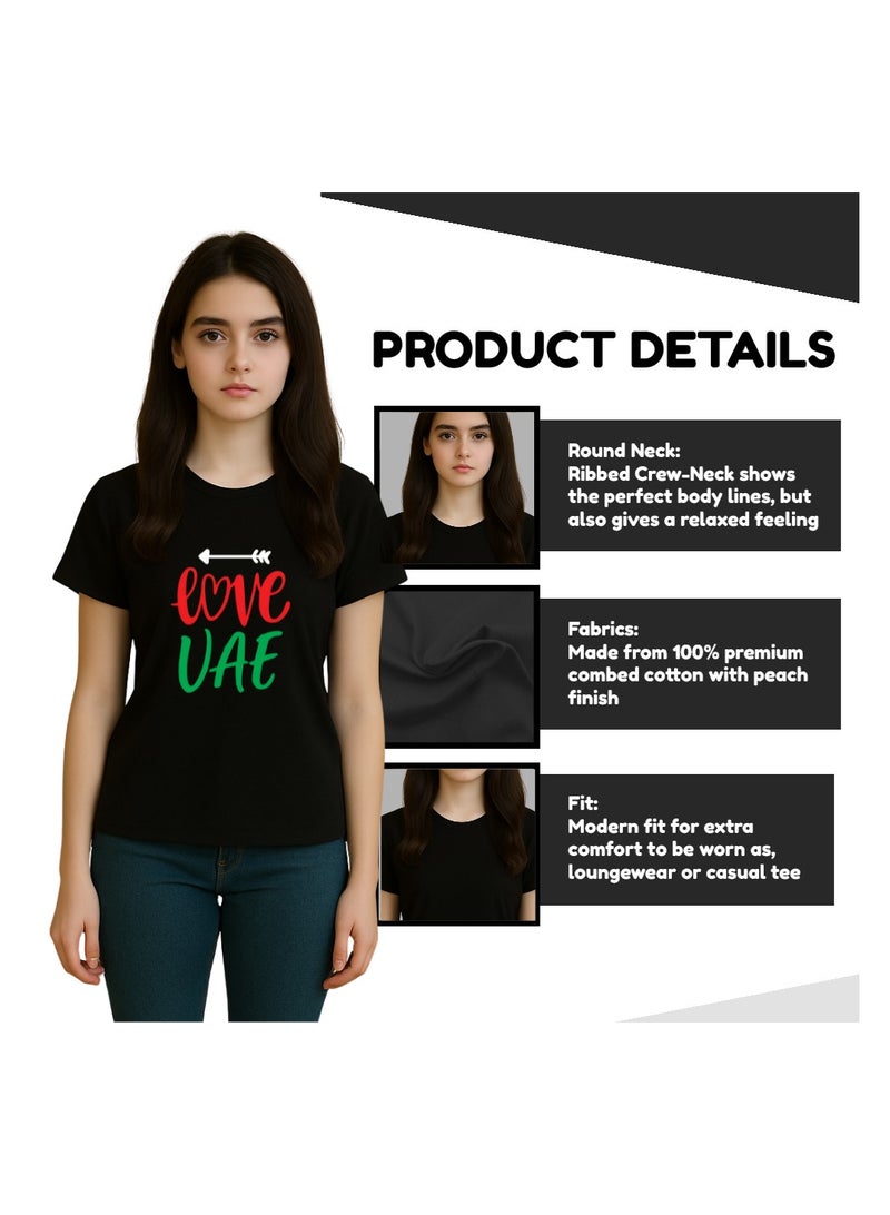 UAE Celebrating National Day Printed Adult Round Neck T-Shirt for Women - Image 3